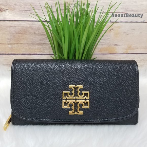 Tory Burch Britten Duo Envelope Black Wallet New - Picture 2 of 11